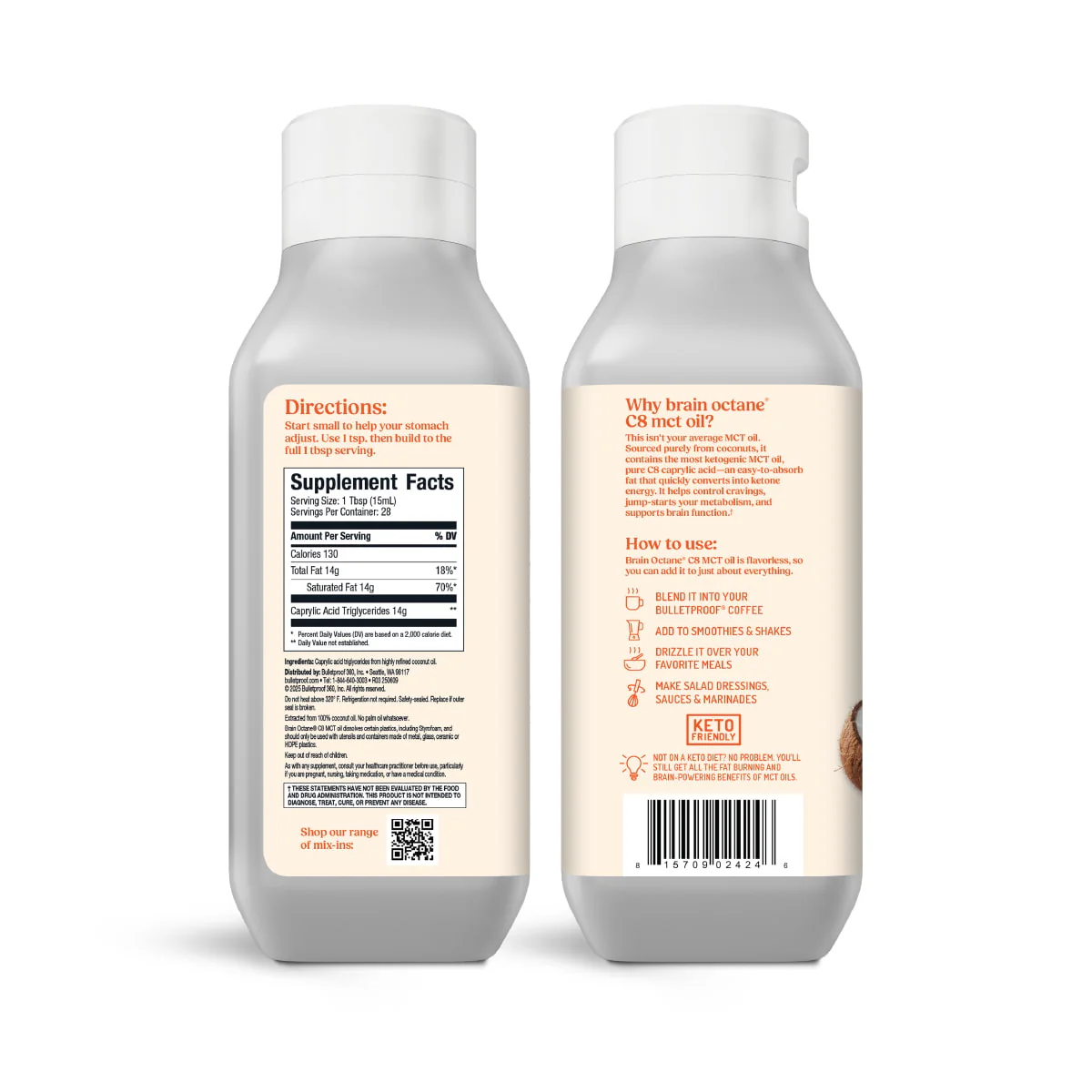 Brain Octane C8 MCT Oil, 14 oz. - Image 2