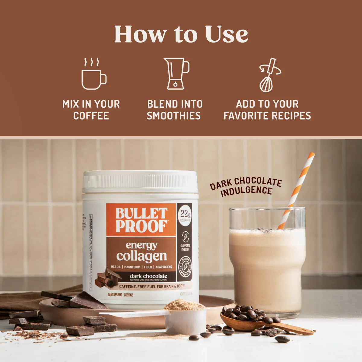 Dark Chocolate Energy Collagen Protein, 18.8 oz. - Image 4
