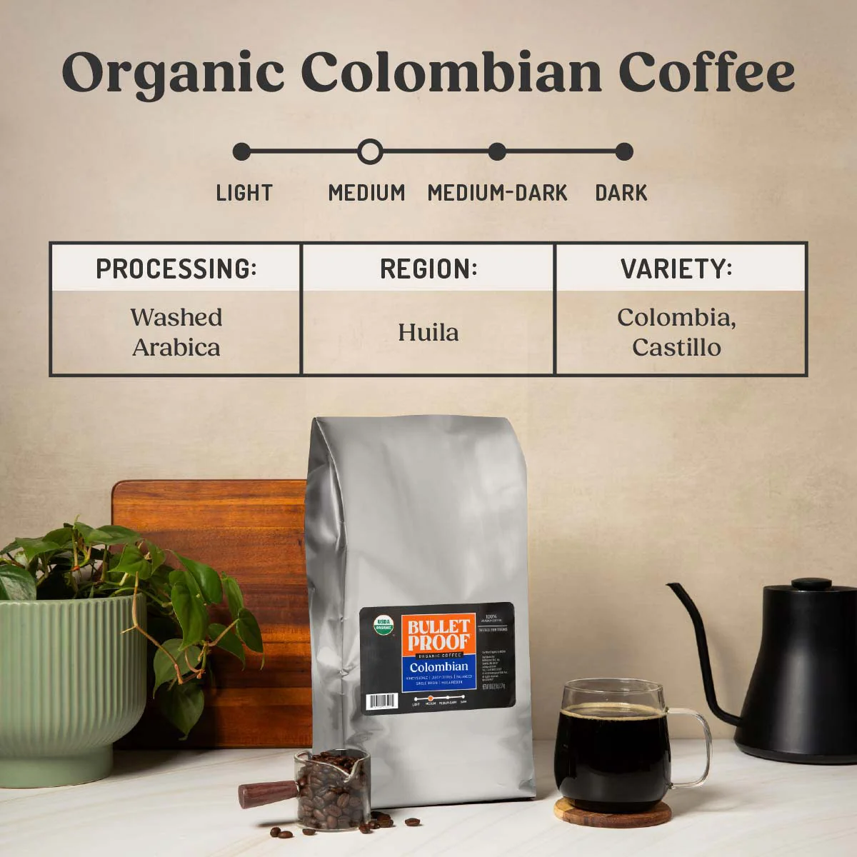 Bulletproof Organic Columbian Whole Bean Coffee, 5 lb. - Image 3