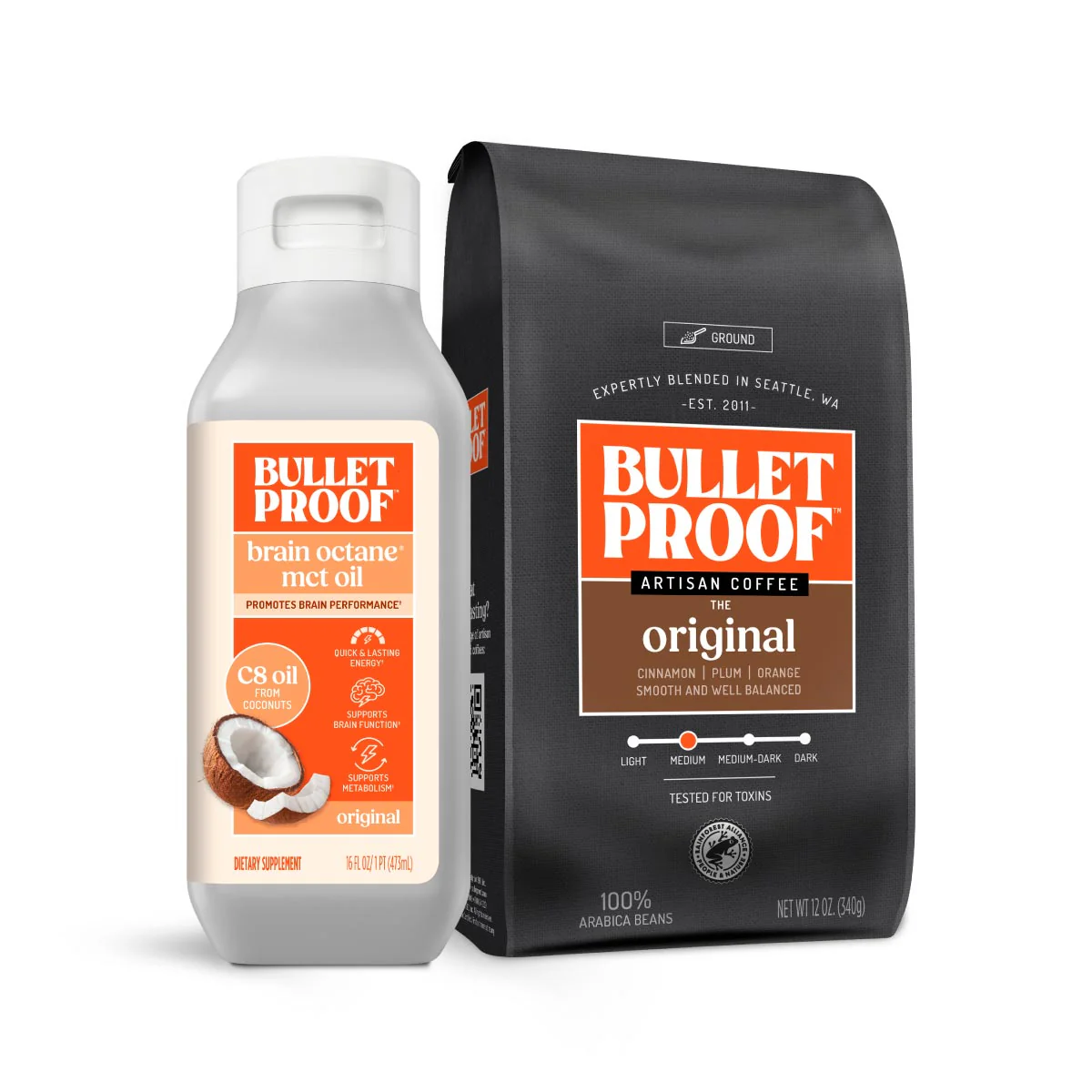 Brain Octane C8 MCT Oil and Ground Coffee